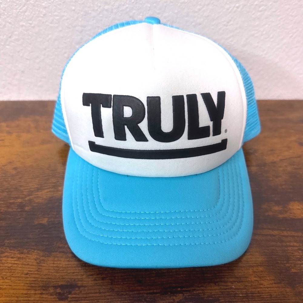 TRULY Mens Trucker Hat White Blue Mesh Snapback‎ Adjustable Baseball Cap